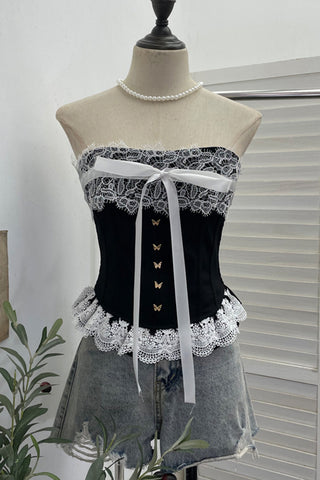 Lace Trim Corset Tank Top