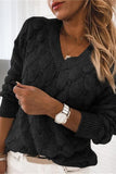 V-Neck Textured Knit Sweater