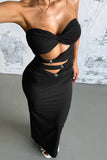 Strapless Cut-Out Midi Dress