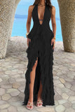 Halter Neck Ruffled Dress
