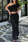 Off-Shoulder Crochet Skirt Set