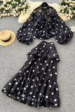 Polka Dot Skirt Set with Ruffled Design