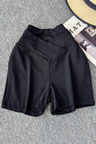 V-Waist Slim Brown High-Waist Shorts
