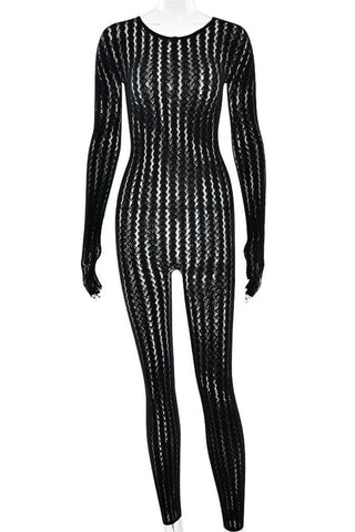Elegant Lace Long-Sleeve Jumpsuit
