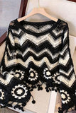 Zigzag Pattern Sweater with Tassels