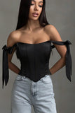 Off-Shoulder Tie Strap Tank Top