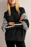 Patterned Button-Cuff Sweater