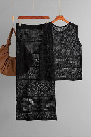 Stylish Crochet Skirt Set