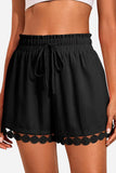 Lace-Trim Elastic Waist Casual Shorts