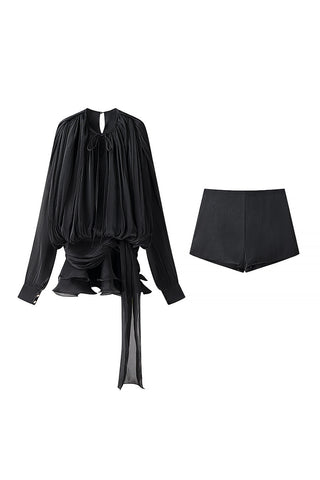Flowing Blouse and Shorts Set