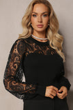 Lace Sleeve Knit Top