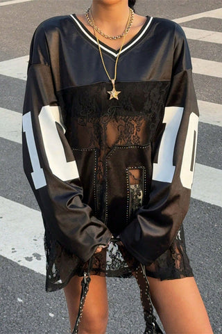 Lace Panel Long Sleeve T-Shirt