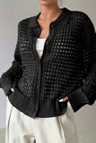 Open-Knit Button Cardigan