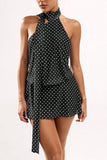 Polka Dot Halter Casual Dress