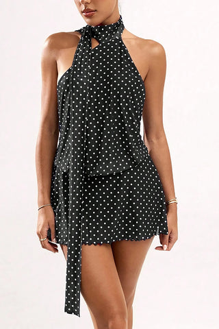 Polka Dot Halter Casual Dress