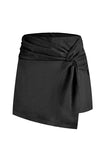 Asymmetric Ruched Wrap Skirt