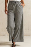 Wide-Leg Checkered Casual Pants