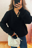 V-Neck Textured Knit Sweater