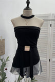 Strapless Ribbed Tank with Waist Tie