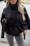 Belted Funnel Neck Cape Jacket