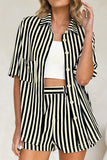 Striped Buttoned Short Set