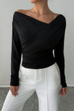 Off-Shoulder Wrap Long Sleeve Top