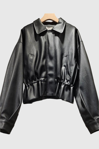 Chic Button-Up Leather Jacket