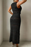 Sleeveless Knit Skirt Set