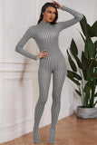 High-Neck Houndstooth Jumpsuit