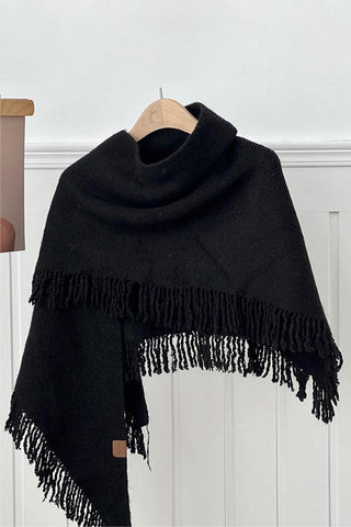 Fringed Edge Knit Poncho