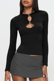 Stylish Ring Detail Long-Sleeve Top