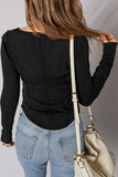 Exposed Seam Ribbed Long Sleeve Top