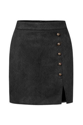 Button-Detail Mini Skirt