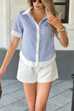 Striped Button-Front Polo Shirt