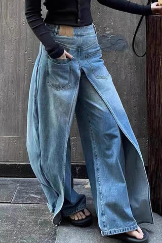 Stylish Wide-Leg Denim Jeans