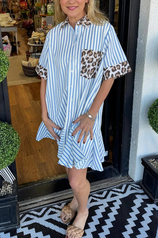 Striped Button-Front Casual Dress