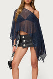 Asymmetric Fringe Knit Blouse