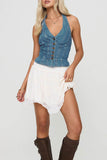 Button-Front Denim Tank Top