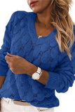 V-Neck Textured Knit Sweater