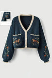 Fox Motif Cropped Cardigan