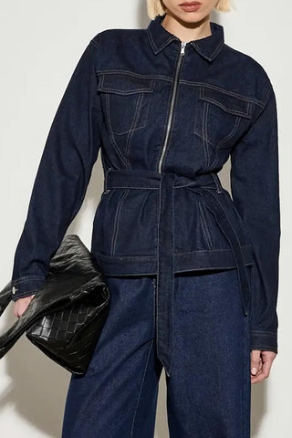 Tie-Waist Denim Jacket