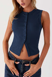 Sleeveless Button-Up Tank Top