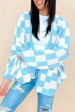 Checkered Open-Front Cardigan