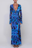 Polka Dot Maxi Dress with Front Slit