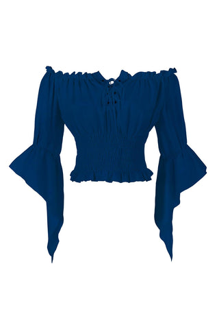 Off-Shoulder Lace-Up Blouse