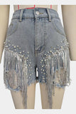 Embellished Fringe Denim Shorts