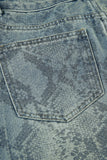 Snake-Print Straight Leg Jeans