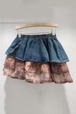 Layered Denim Mini Skirt