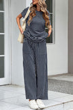 Striped Wide-Leg Pants Set