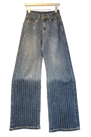 Sparkling Straight-Leg Denim Jeans